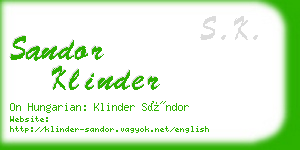 sandor klinder business card